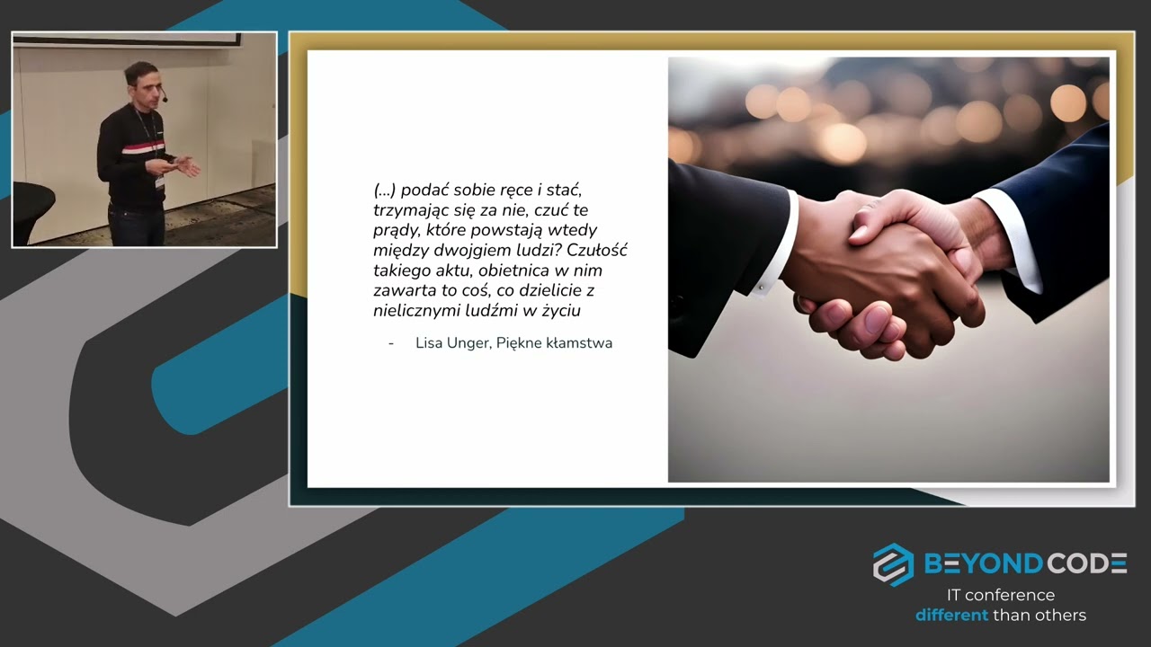 “Jak zdobyć przyjaciół i zjednać sobie ludzi”… na zdalnej • Mikołaj Kukurba • Beyond Code 2023