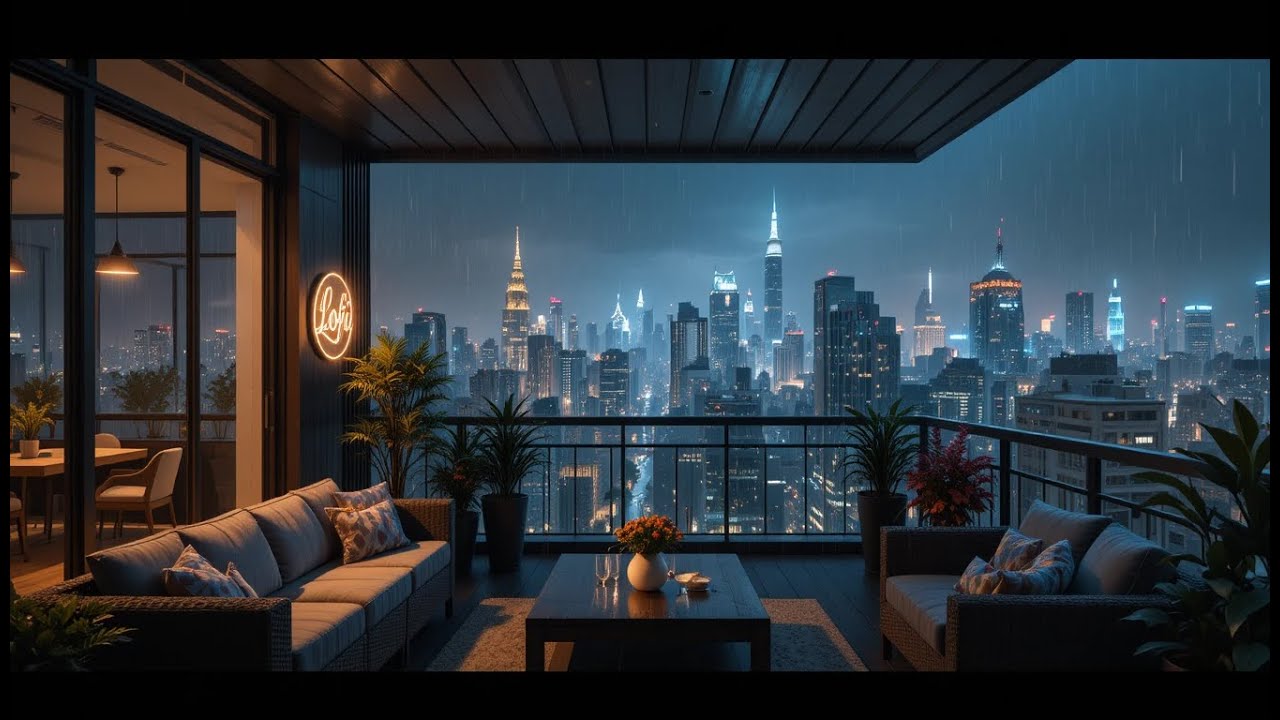 Nocturne After Rain 🌧️ Rainy Penthouse View | Calm Focus & Sleep