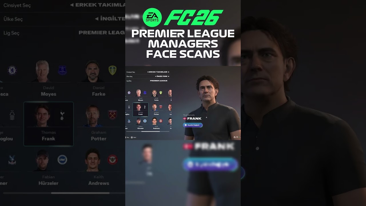 FC26 First Look Premier League Managers Face Scans
