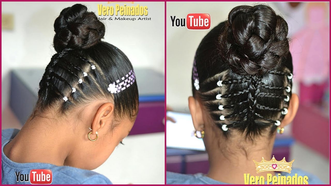 PEINADOS FACILES | RECOGIDO ALTO CON TRENZA Y ELASTICOS | PEINADOS PARA NIÑAS