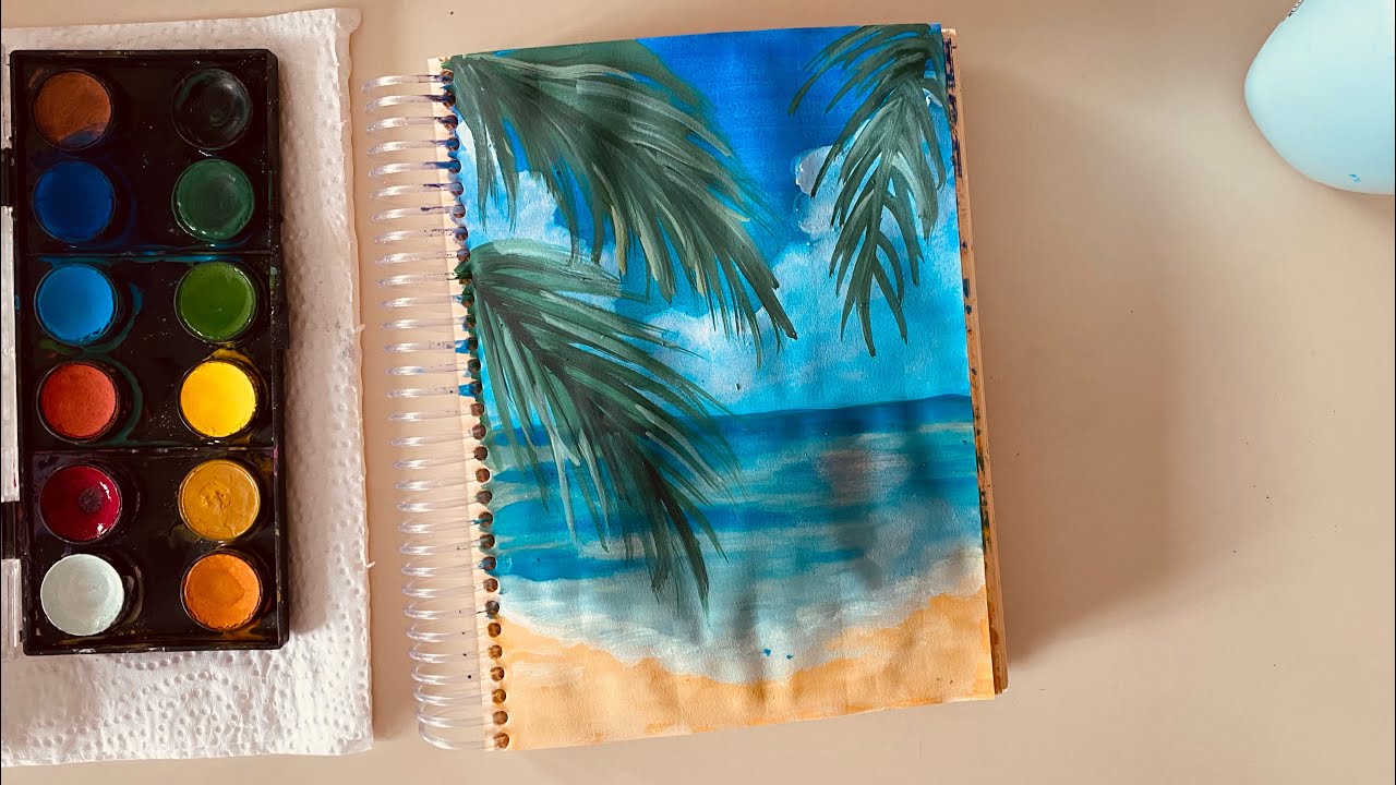 Suluboya ile deniz kıyısı 🏝✍🏻🖌 (kolay anlatım) - ❤️ evde sanat var