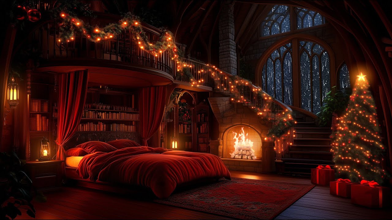 Sleep Fast in a Cozy Christmas Castle - 12 Hours of Rain, Thunder & Fireplace Sounds