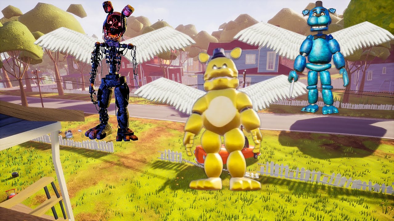 Flying BONNIE, FREDBEAR and BEAR5 are TERRIFYING in Hello Neighbor!