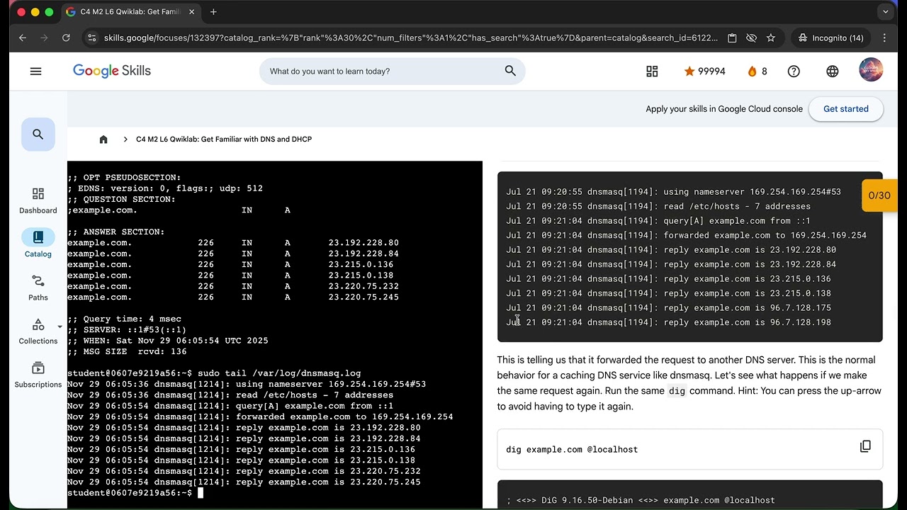 C4 M2 L6 Qwiklab: Get Familiar with DNS and DHCP