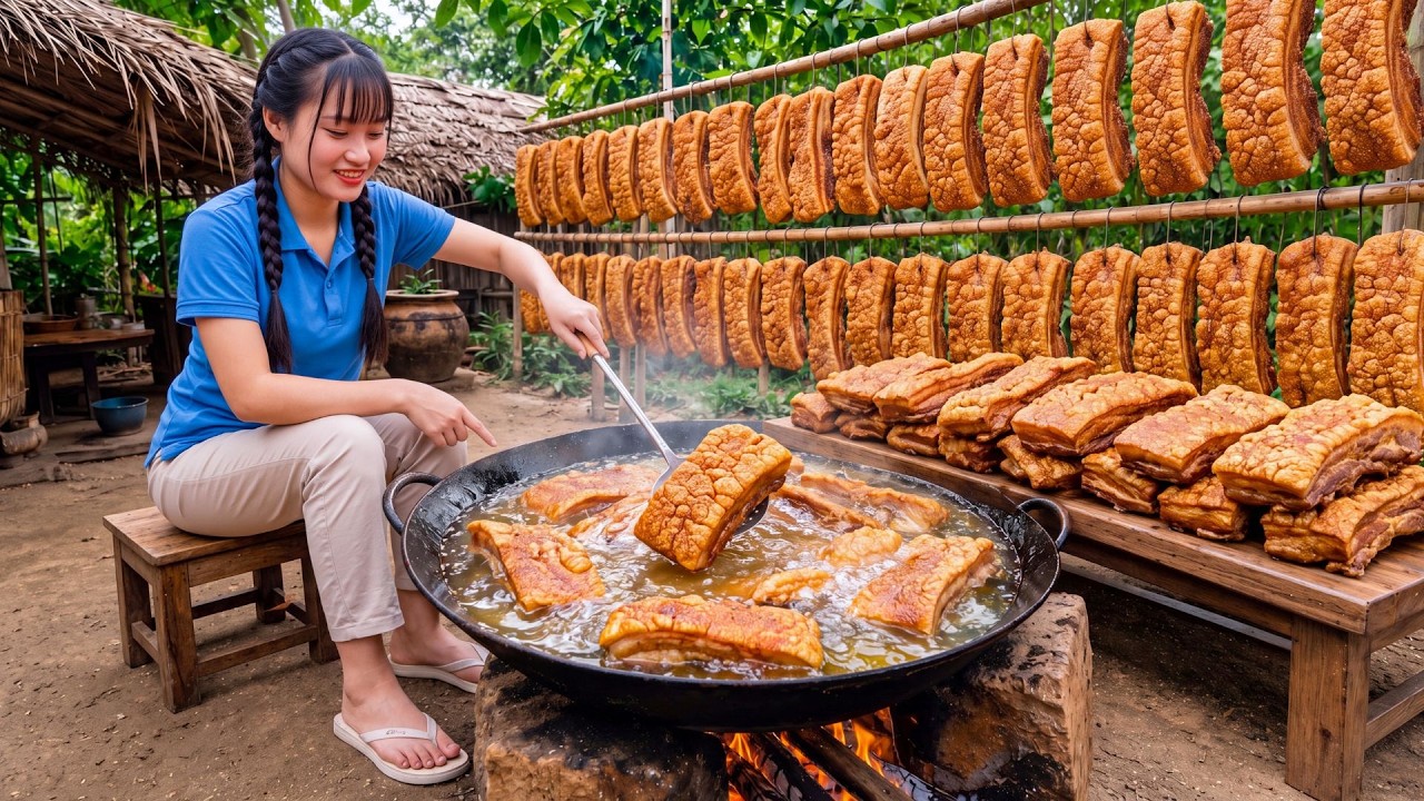 Harvesting 600+ Kg Of Black Wild Boar Meat To Fry And Make Lard With Family | Farm Life