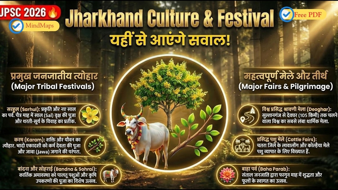 झारखंड संस्कृति एवं पर्व | Jharkhand Culture & Festivals 🎯 1 Trick = All Questions | JPSC 2026