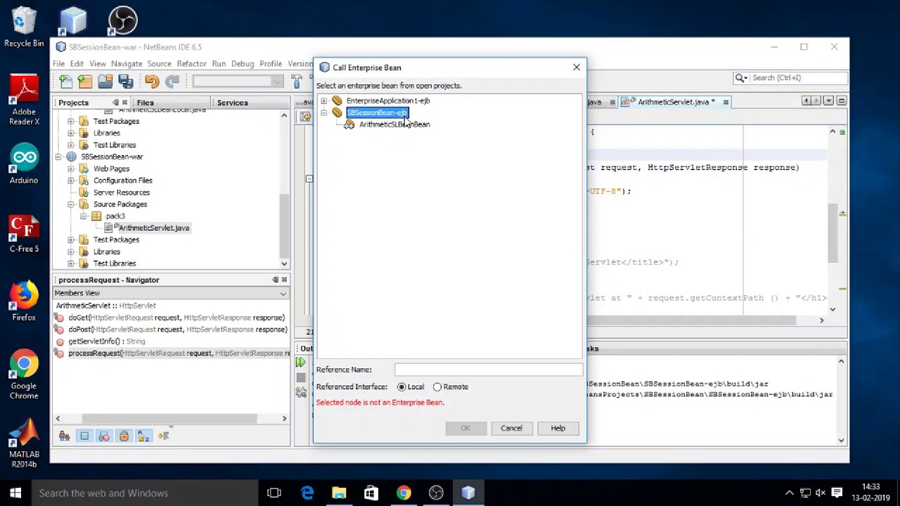 Stateless Session Bean using NetBeans (Arithmetic Calculator)