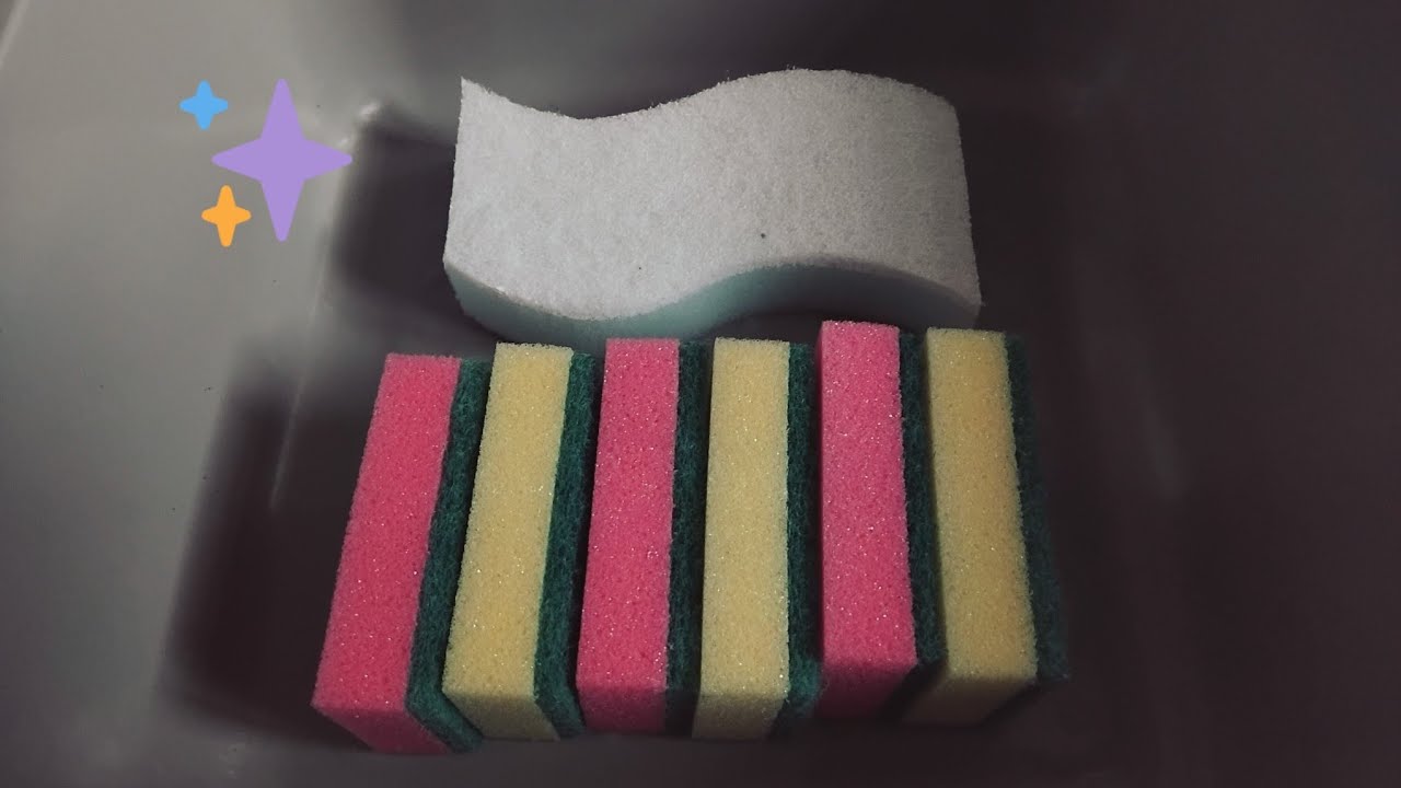 Dettol Soaked Kitchen Sponges Squeezing and Ripping✨️