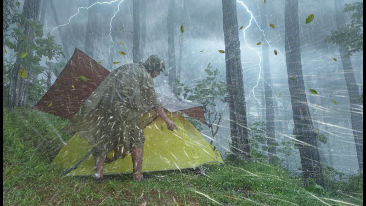 SOLO Camping TRAPPED in SUPER HEAVY RAIN⛈️ and RAGING WINDS