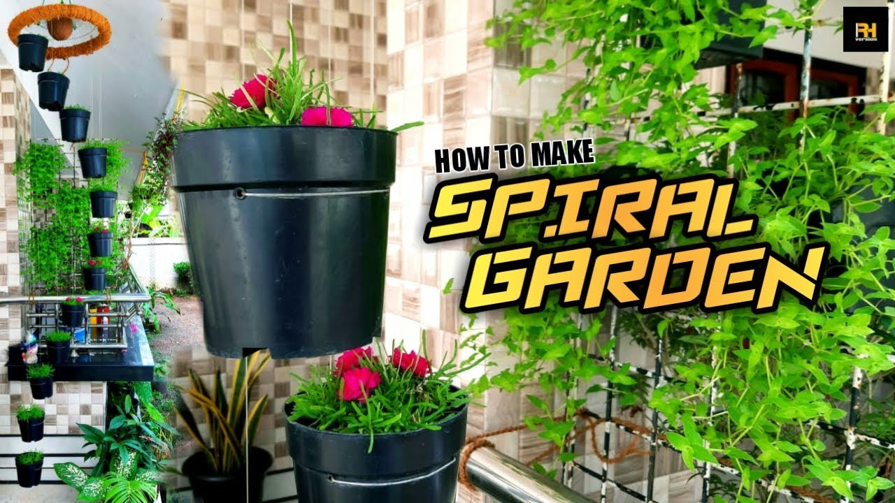 HOW TO MAKE SPIRAL HANGING GARDEN|Easy and simple gardening idea|DIY