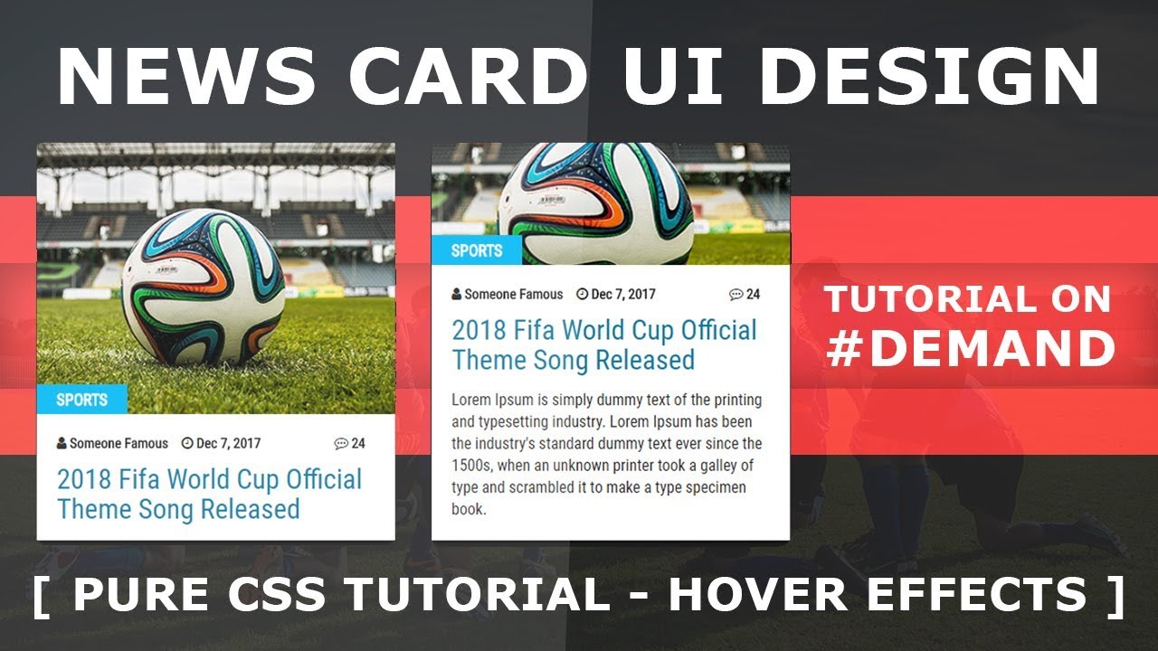 News Card UI Design with Cool Hover Effects -  Card User Interface Design Tuorial using Bootstrap