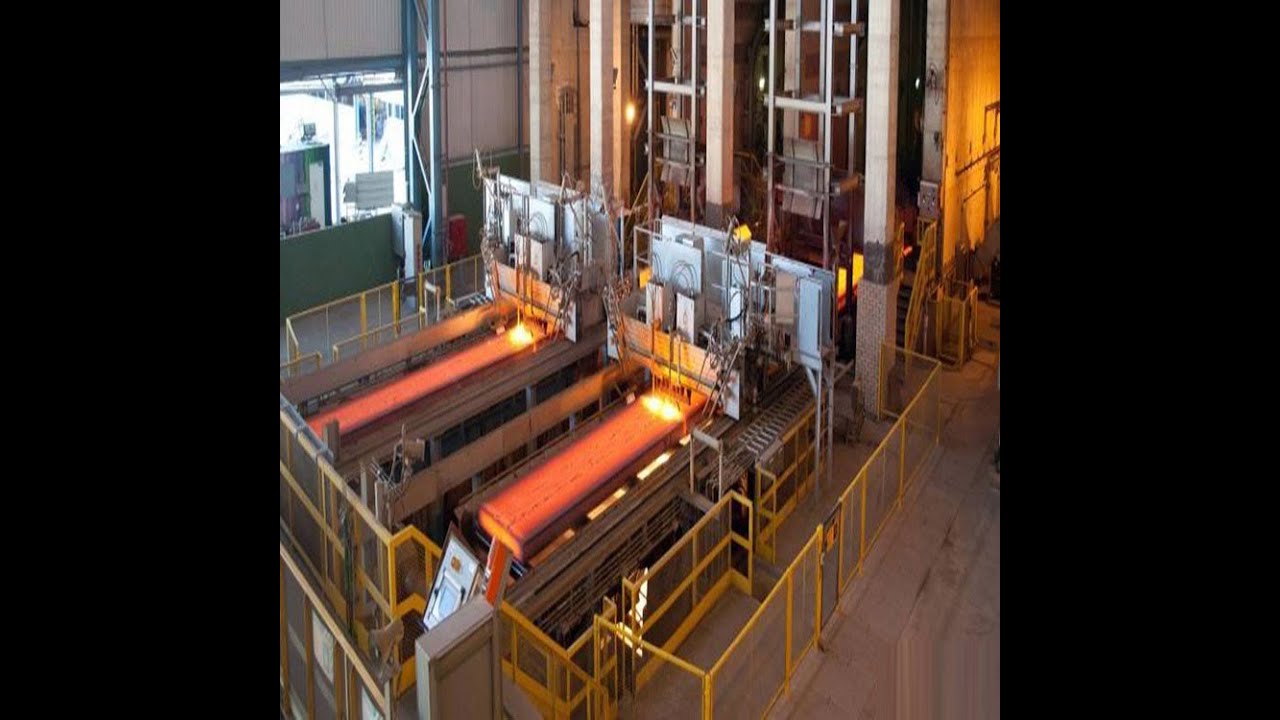 Steel bille continuous casting machine working video