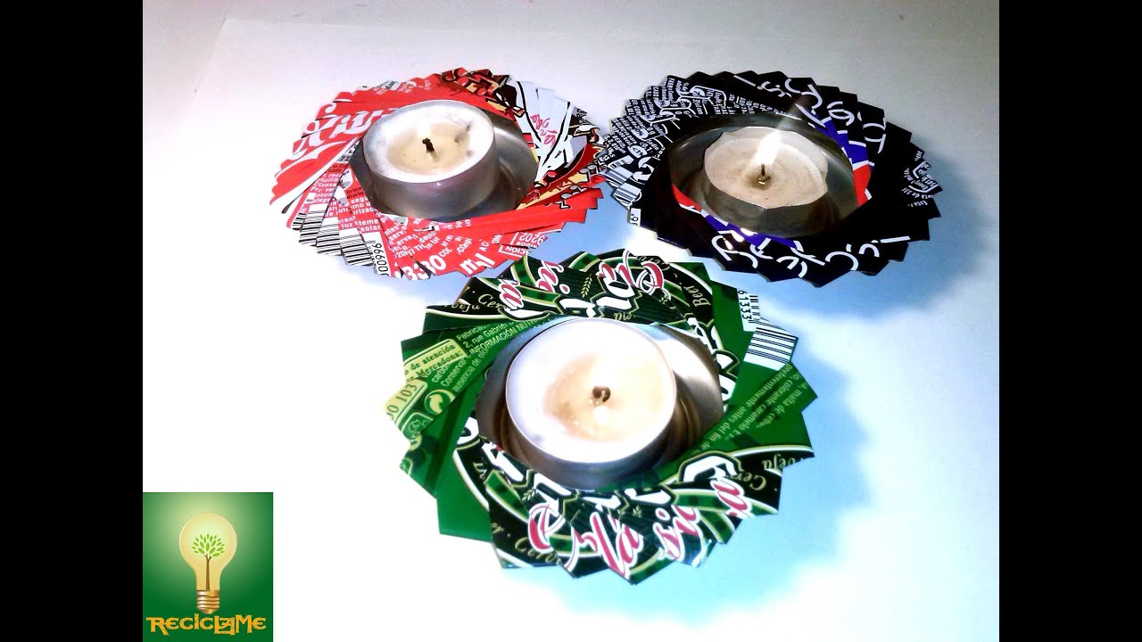 como hacer un portavelas con una lata de refresco