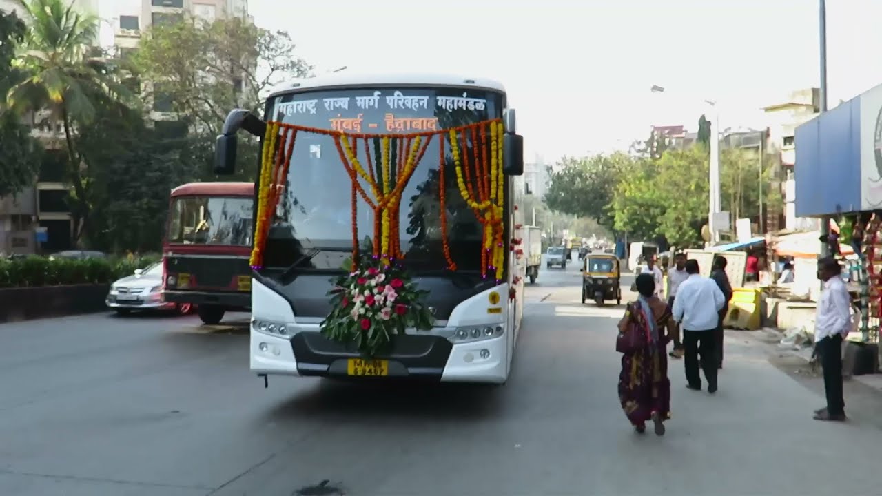 MSRTC Scania 13.7m Metrolink : Inaugural Run Mumbai - Hyderabad + MSRTC Scania Meets KSRTC Scania