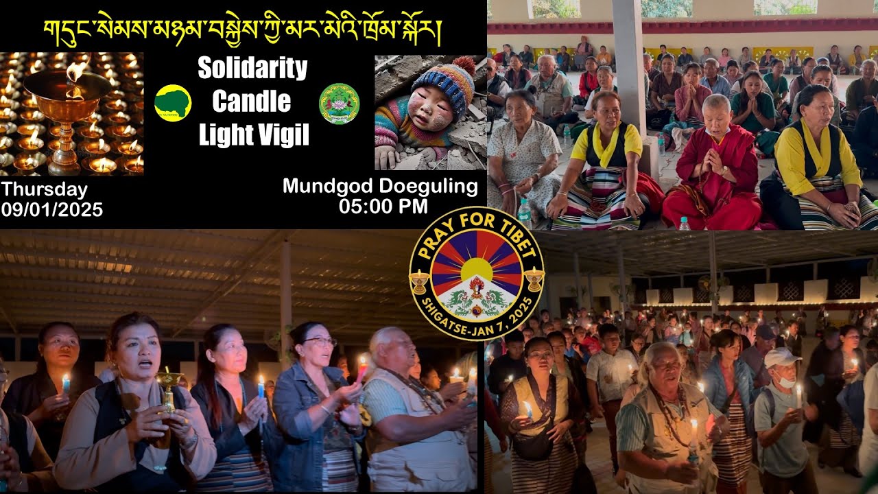 Mundgod Doeguling Hold Prayers & Candle Light Vigil In Solidarity With Earthquake Victims In Tibet