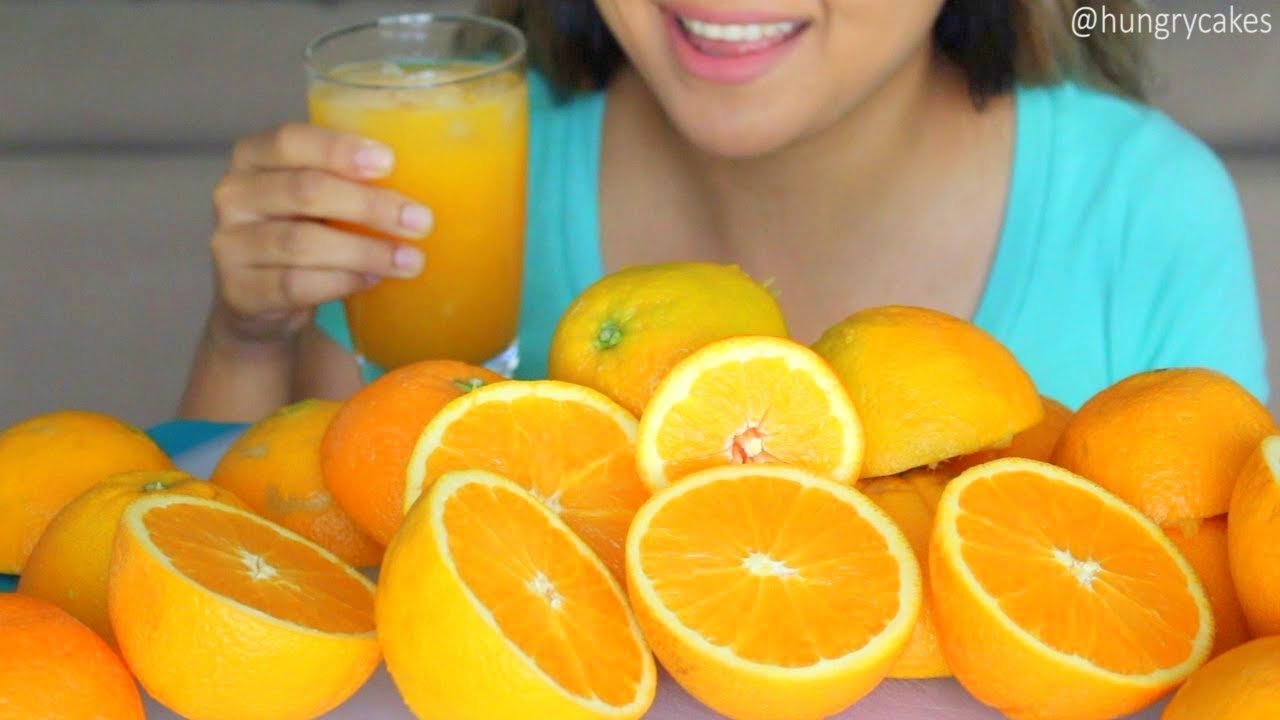 ASMR: Fresh Orange Juice *Gulping and Orange Squeezing Sounds*