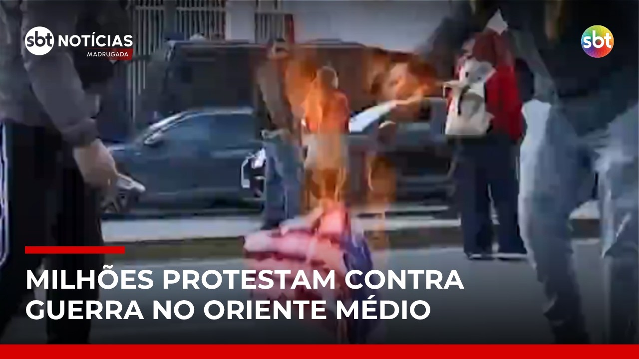 Protestos contra a guerra no Oriente M&eacute;dio se espalham por v&aacute;rios pa&iacute;ses | #SBTNot&iacute;cias