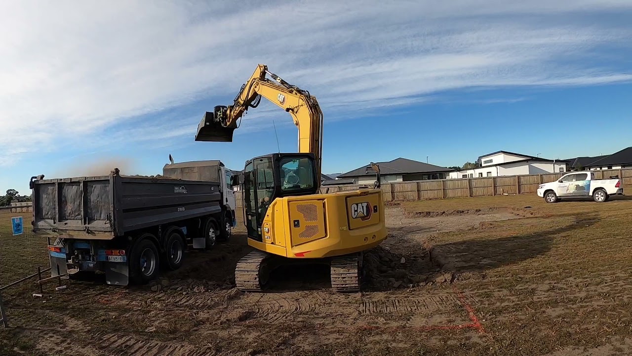 Cat 307.5 Next Gen w/SteelWrist Tiltrotator Cutting Foundation + Loading Truck