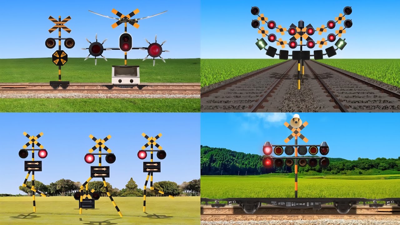 鉄道の線路で仕事をする踏切カンカン とてつもなく異質で変な踏切大特集 踏切機械生命体カンカンの大行進