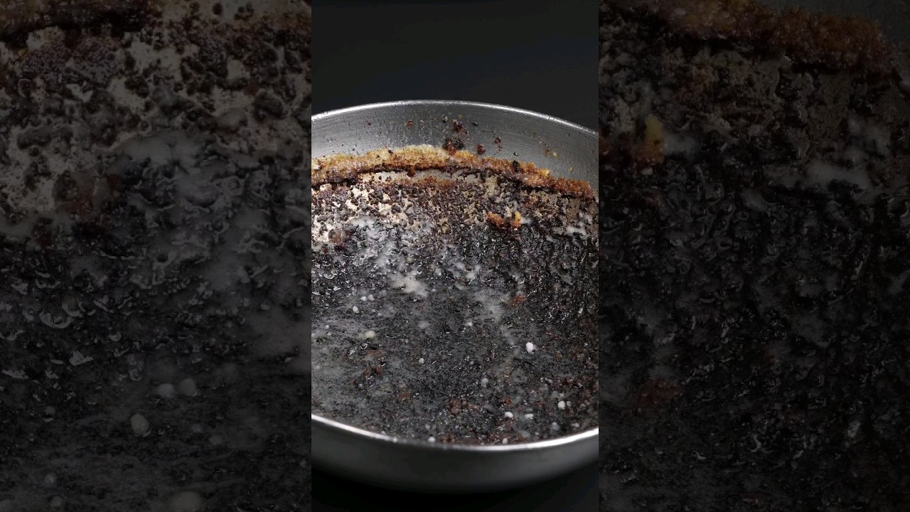 Easiest way to clean burnt pan 🔥 #asmr #shorts