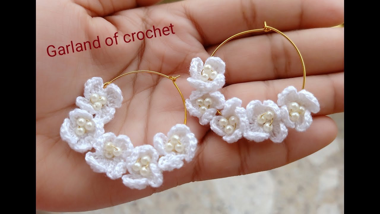 How to make flower hoop earring pattern #2/ stylish and easy hoop earring #stylish #crochetearring