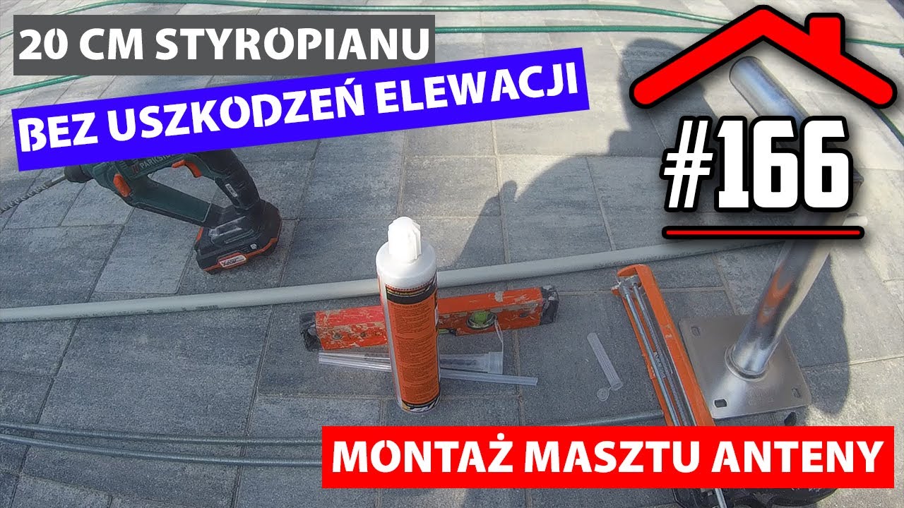 #166 Montaż masztu anteny satelitarnej na elewacji ze styropianu bez jej uszkadzania