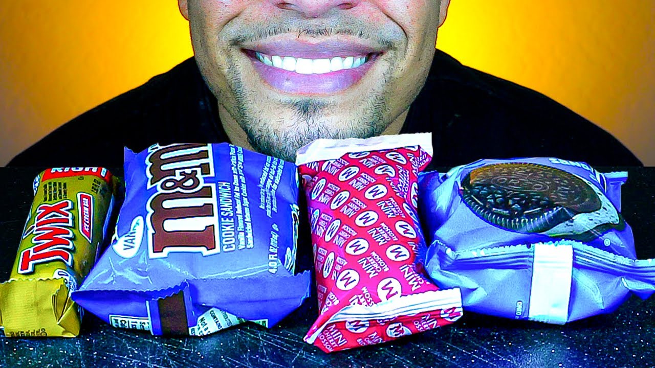 ASMR OREO M&M'S TWIX MAGNUM ICE CREAM BARS SANDWICHES *CHOCOLATE EATING SHOW SOUNDS MUKBANG REVIEW
