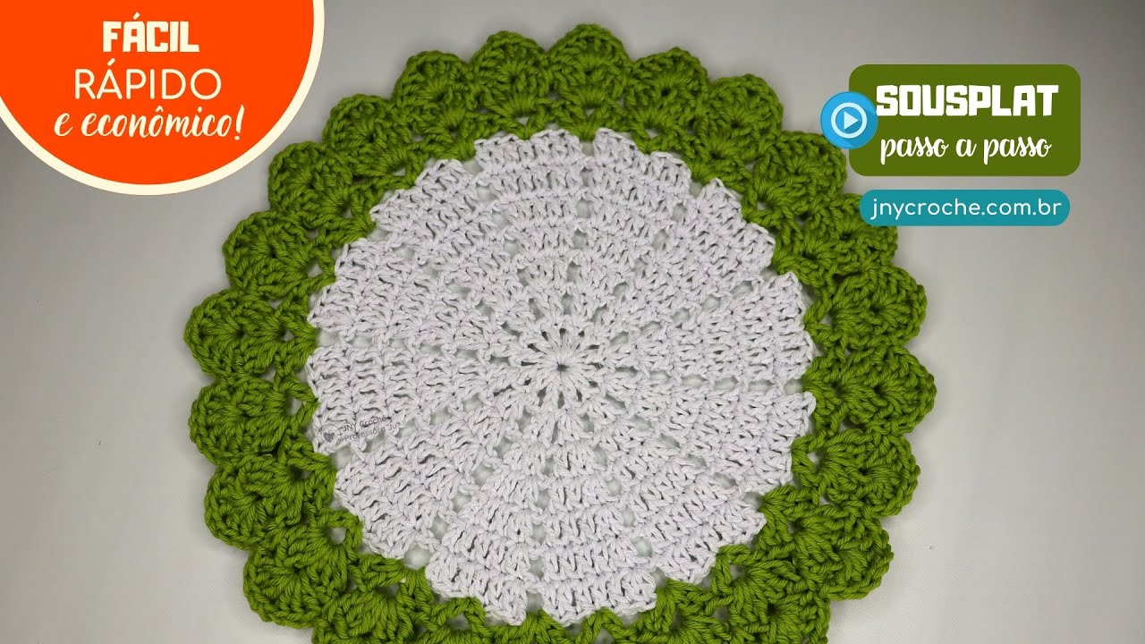 SOUSPLAT DE CROCHÊ SIMPLES E FÁCIL PARA INICIANTES | JNY Crochê