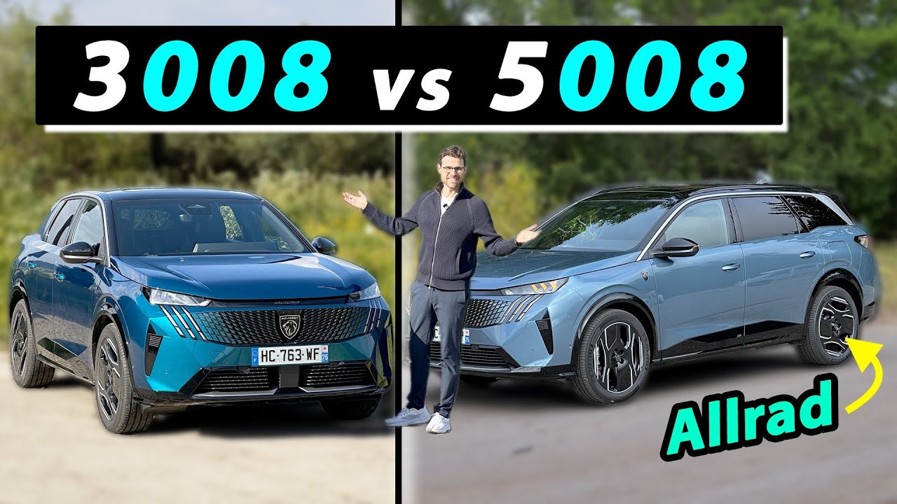 Peugeot 3008 gegen 5008 Vergleich mit dem neusten stärksten e-Allrad!