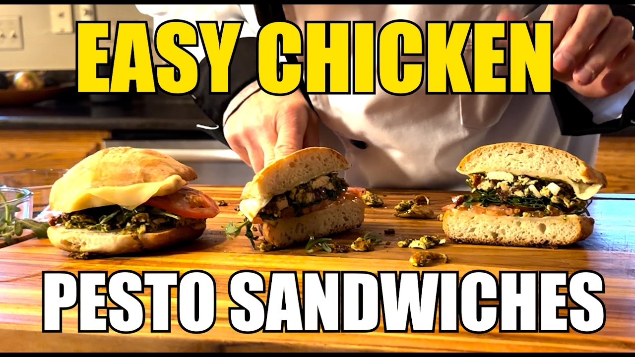 Easy Chicken Pesto Sandwiches on Homemade Ciabatta