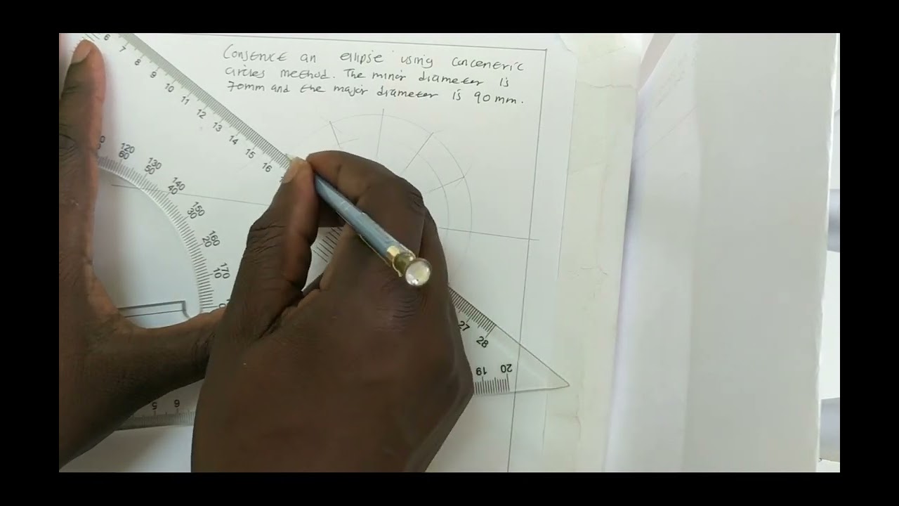Constructing an ellipse using concentric circles method