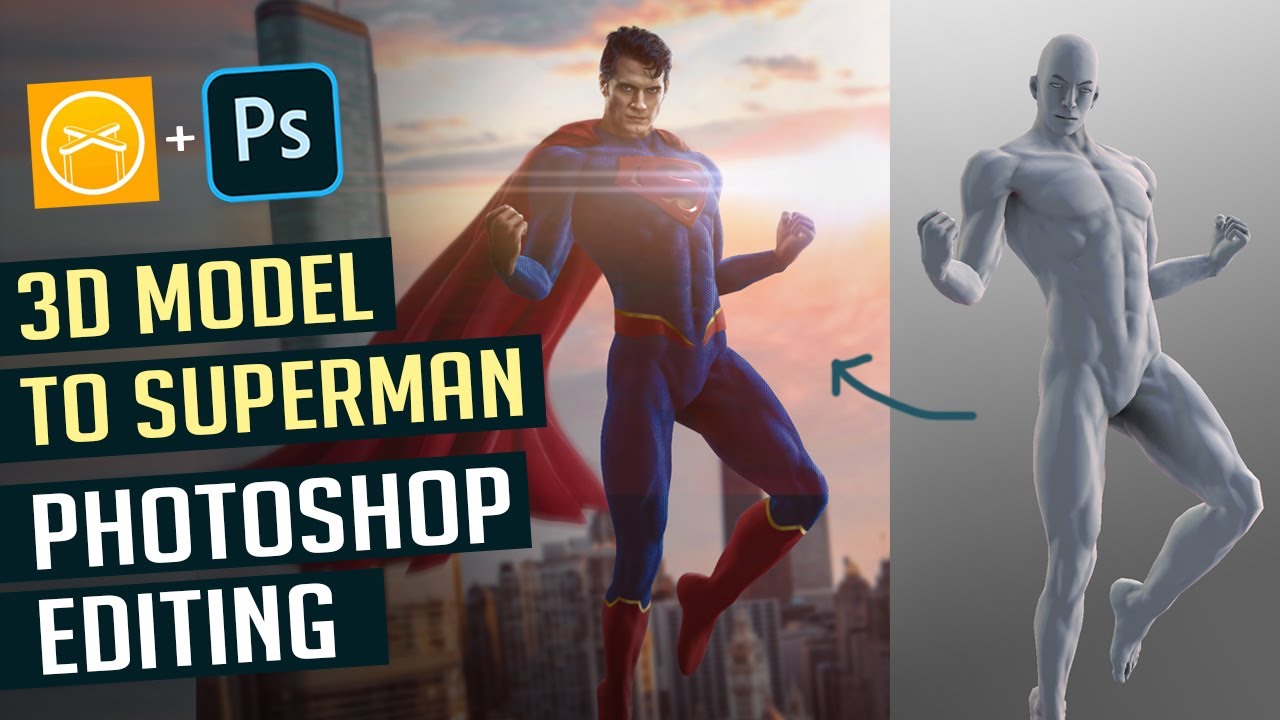 I made Superman Poster using Photoshop and Easy Pose App - Photo Manipulation