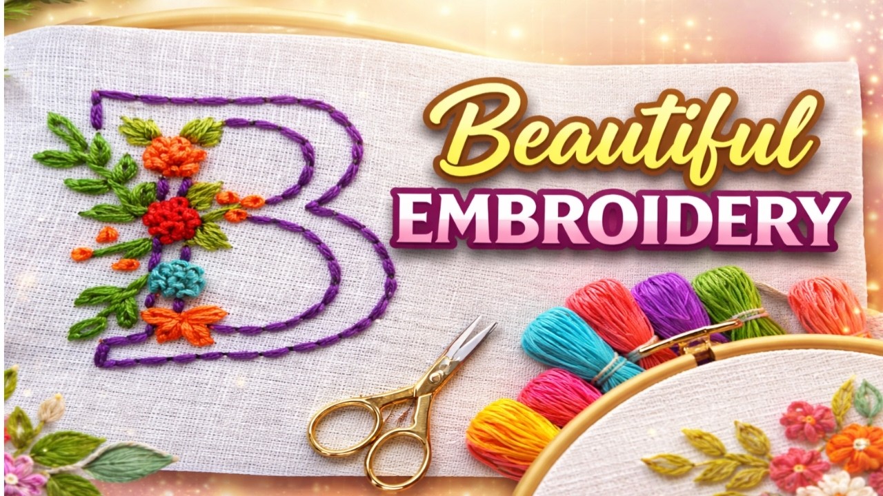 Giant Alphabet B Embroidery - Step by Step| alphabet embroidery|