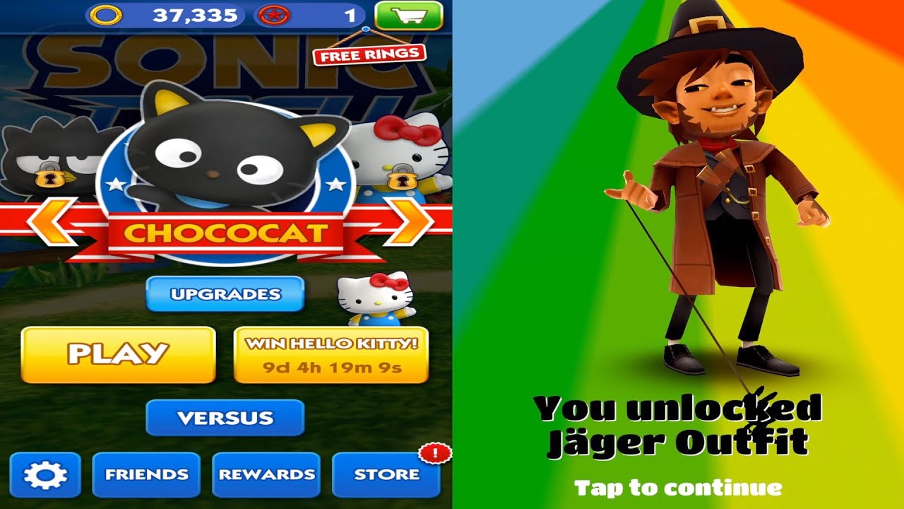 Sonic Dash - Chococat VS Subway Surfers - Mike Jager Outfit | Double iOS Android Gameplay