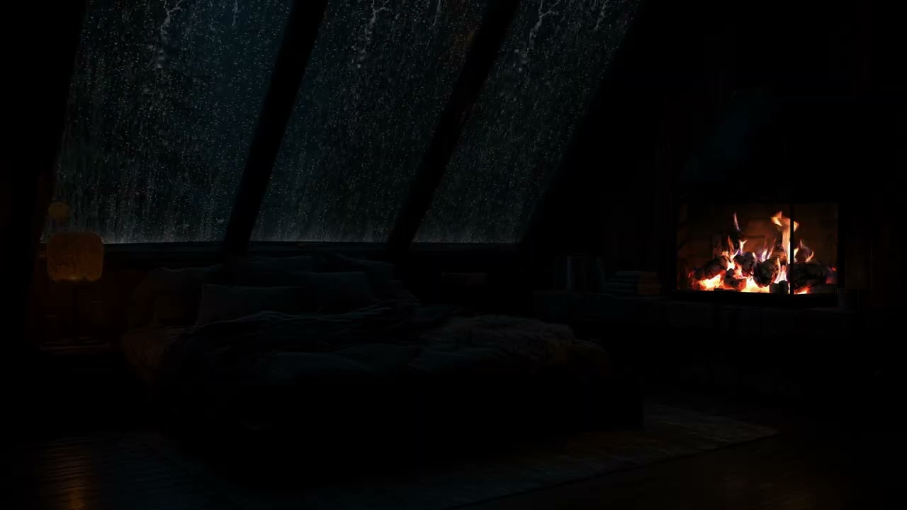 Fall Asleep Instanly😴No Ads💦Super Rain+Thunderstorm Sounds🔥Cozy Fire for HEALING SLEEP & Calm Night