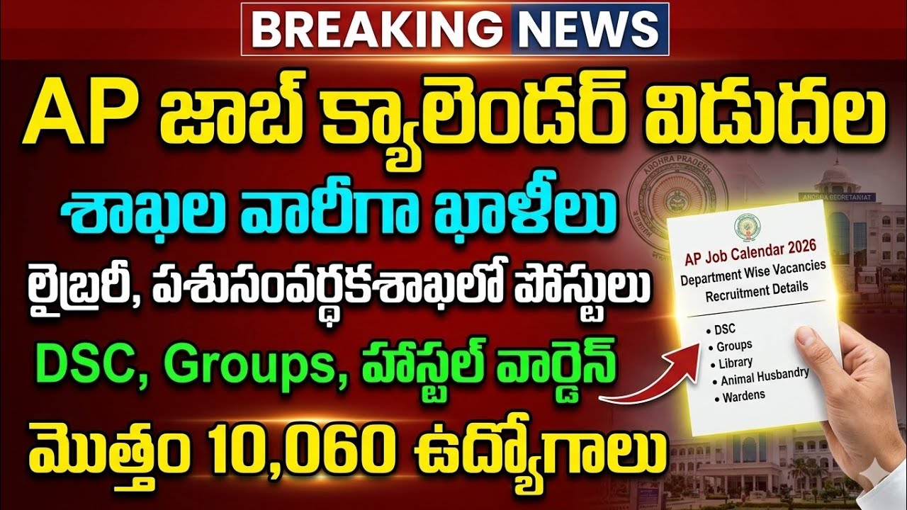AP జాబ్ క్యాలెండర్ విడుదల 2026 || మొత్తం 10,060 ఉద్యోగాలు || శాఖల వారీగా ఖాళీలు