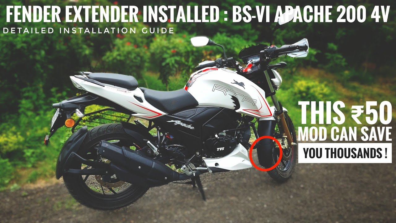 FENDER EXTENDER For BS6 TVS Apache 200 4V | DIY | It Can Save You Thousands ! Installation Guide