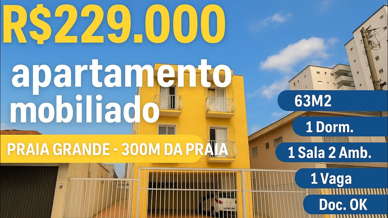 R$229.000 | Apartamento Mobiliado na Guilhermina – 300m da Praia | Praia Grande/SP