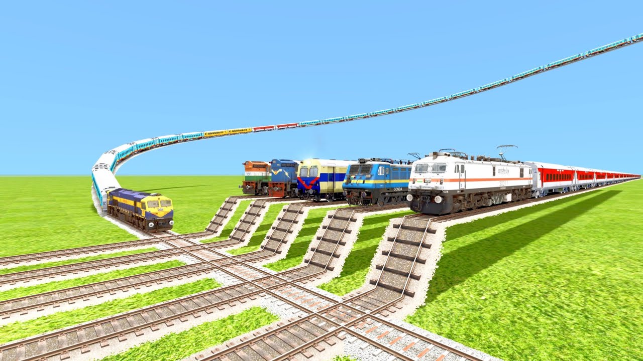 5 TRAINS DANGEROUS OVERTOOK ON ONE FLYING TRAINS SIMULATOR 