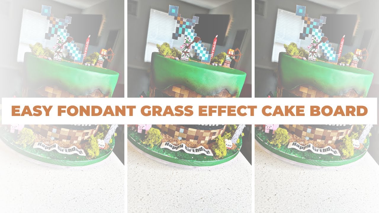 EASY Fondant Grass CAKE Board I CAKE Decorating Techniques I Edible I The Cake Canvas Studio