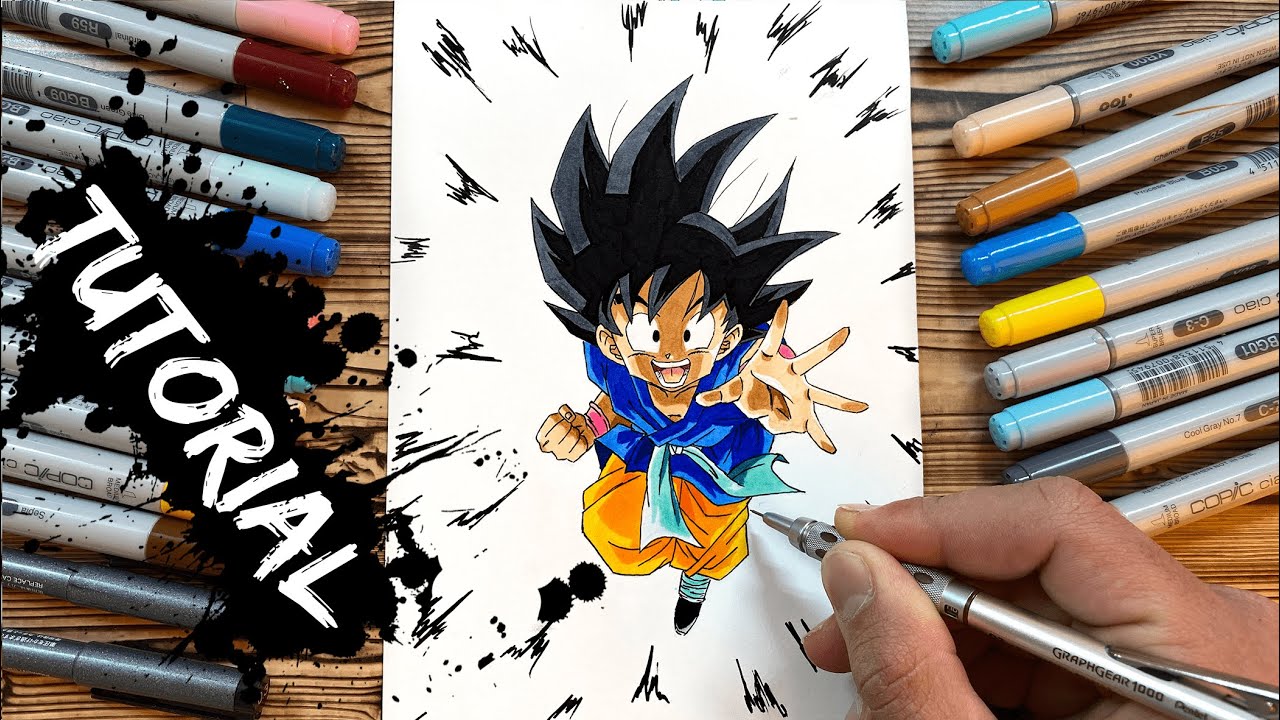 How To Draw Kid Goku (Dragon Ball GT) - Step by Step Tutorial for Beginners