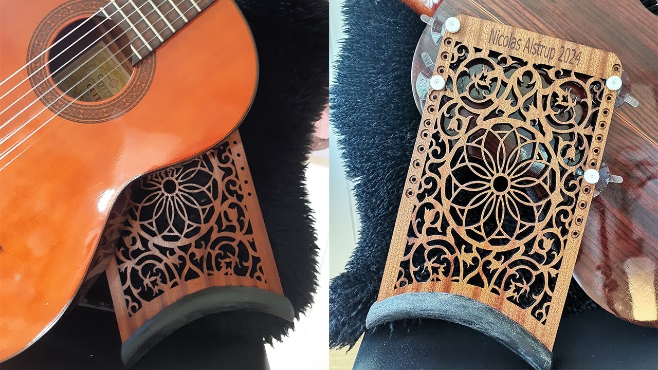 Homemade guitar support. Laser cutting and 3D print.