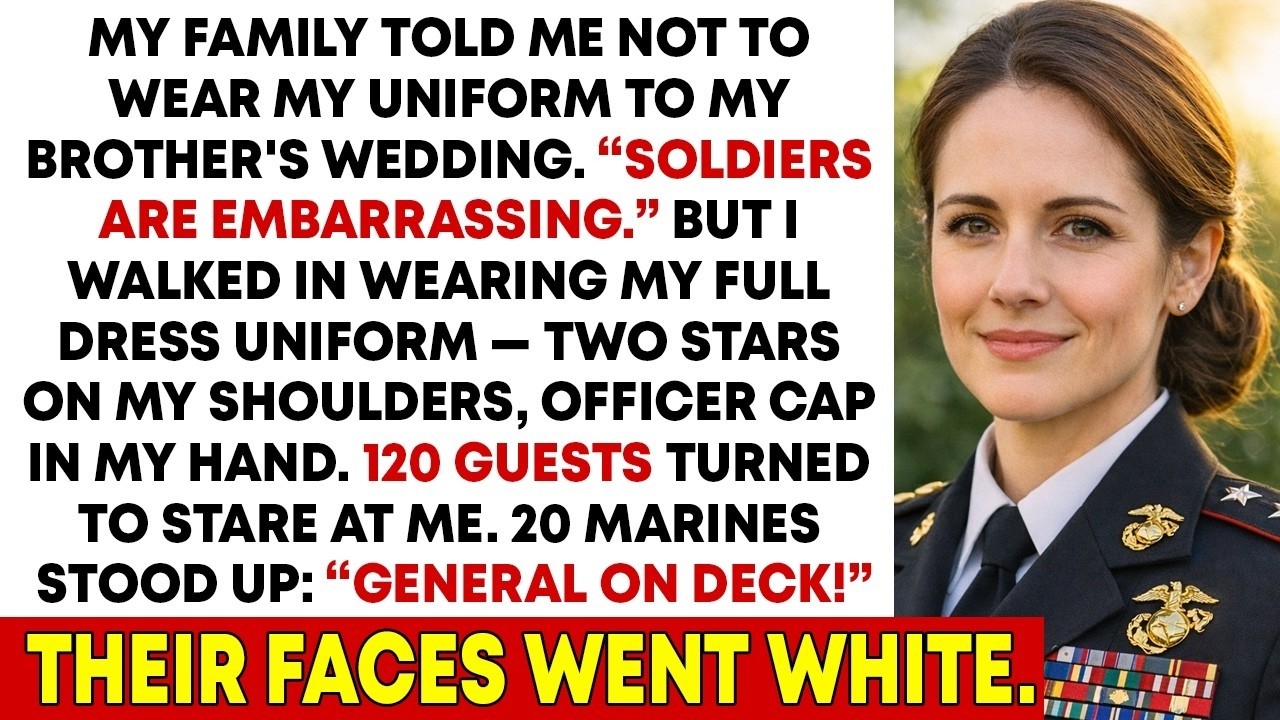 My Parents Mocked Me at My Brother’s Wedding — Then 20 Marines Stood Up_ “GENERAL ON DECK!”