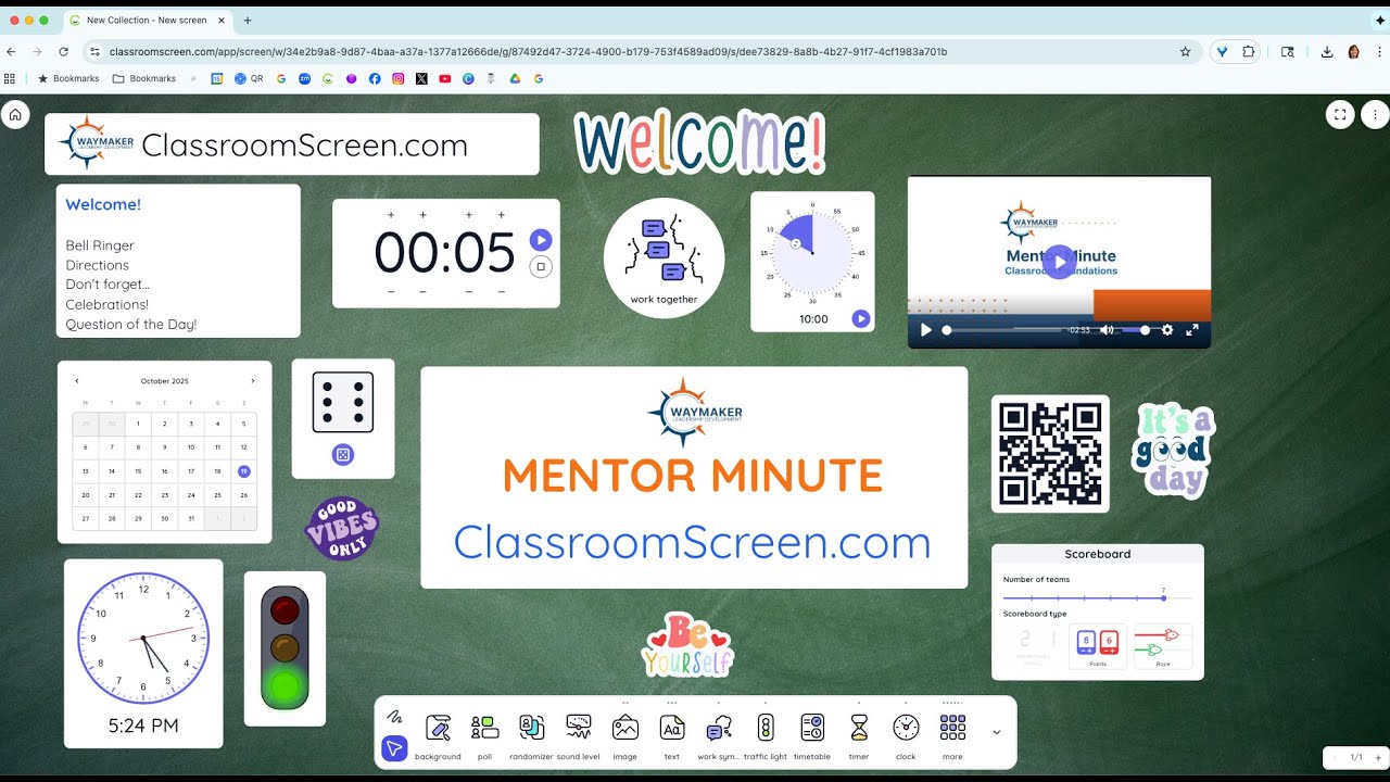 Mentor Minute ClassroomScreen