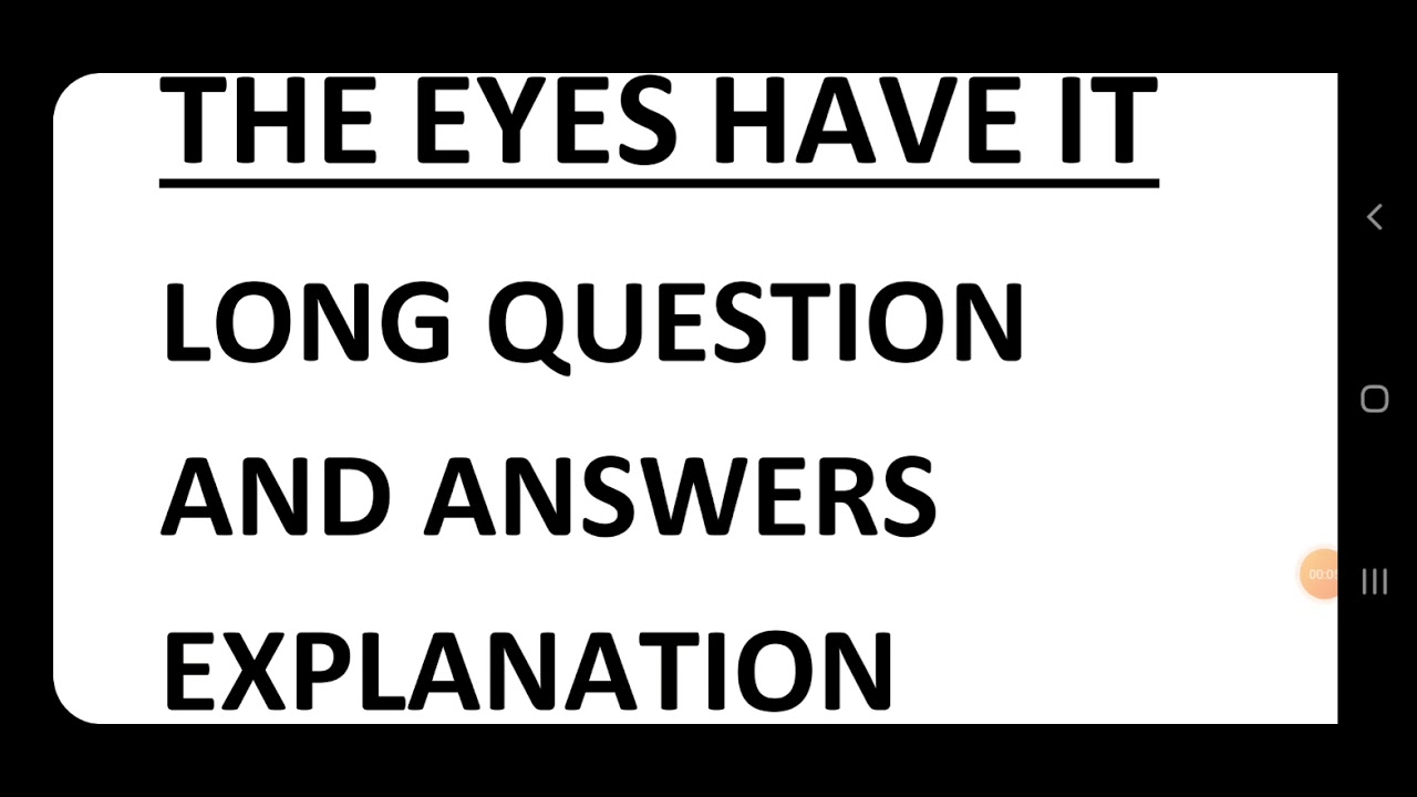 The Eyes Have It Quotational Questions and Answers.