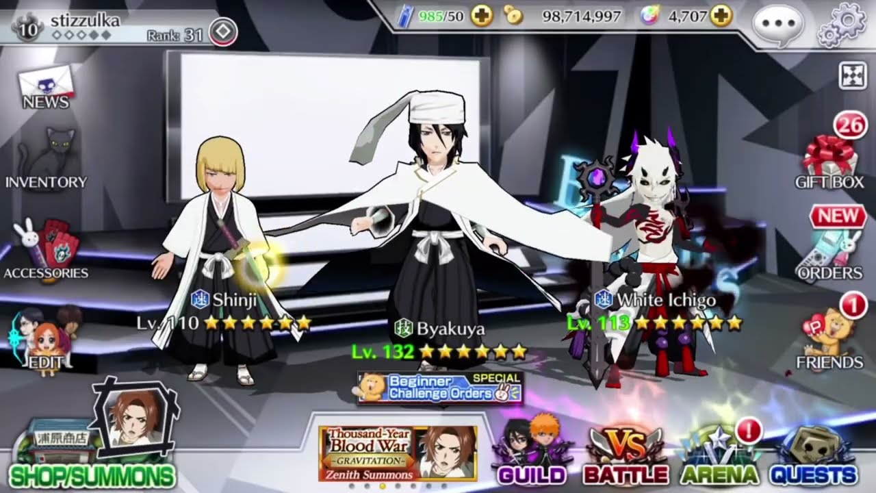 Going from Rank 32 to and including 50 • Bleach Brave Souls • equipping Accessories, character links