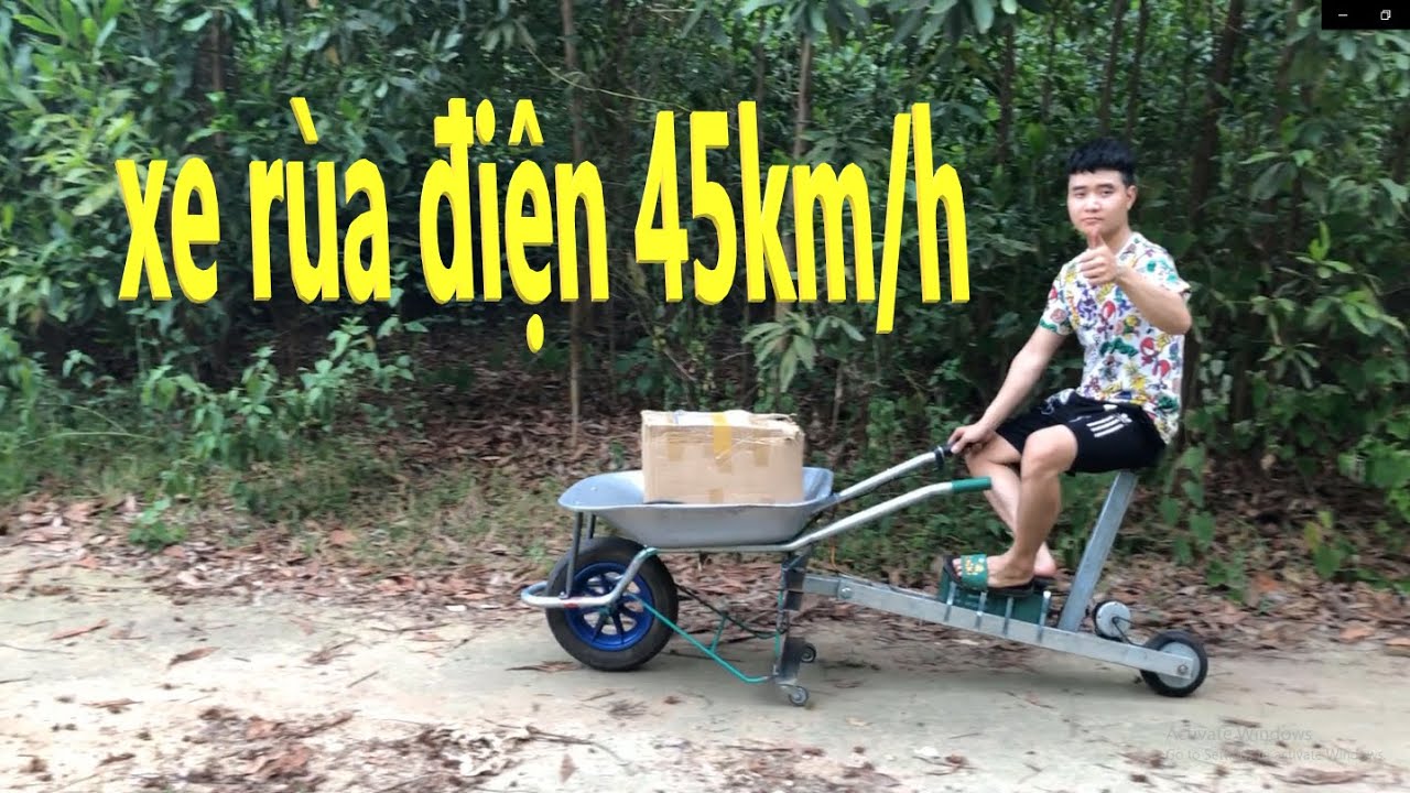 chế xe rùa điện từ mô tơ xe đạp điện cực chất - trolley homemade