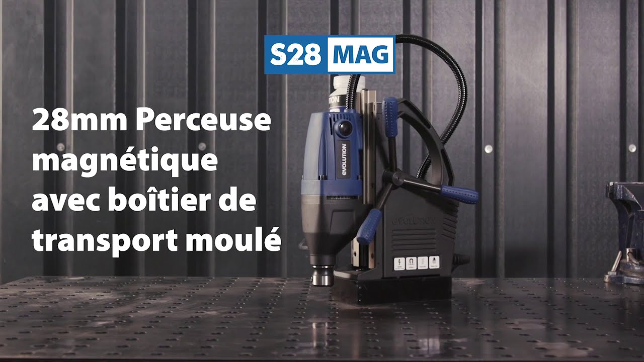Perceuse 28mm PRO sp&eacute;ciale m&eacute;taux &agrave; socle magn&eacute;tique S28MAG Evolution PowerTools