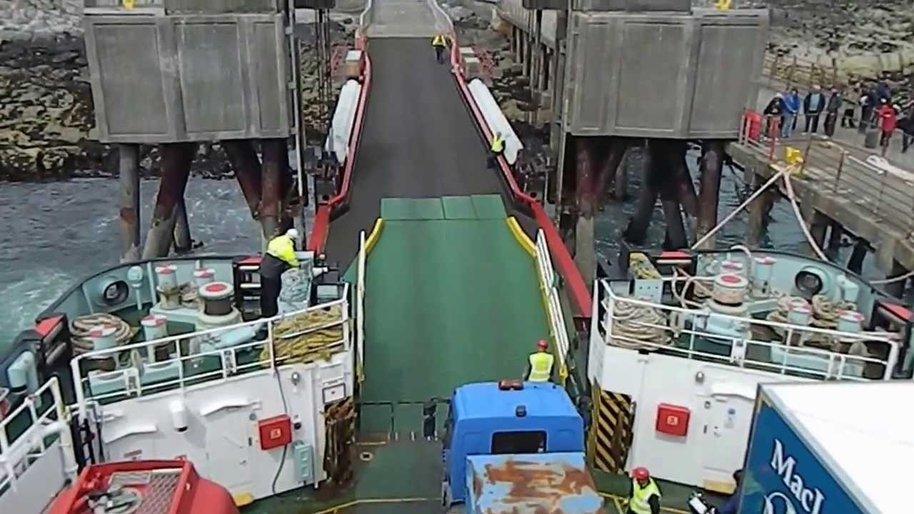Lowering the ramp on the CalMac ferry at Coll 25.5.13 Inner Hebrides Scotland
