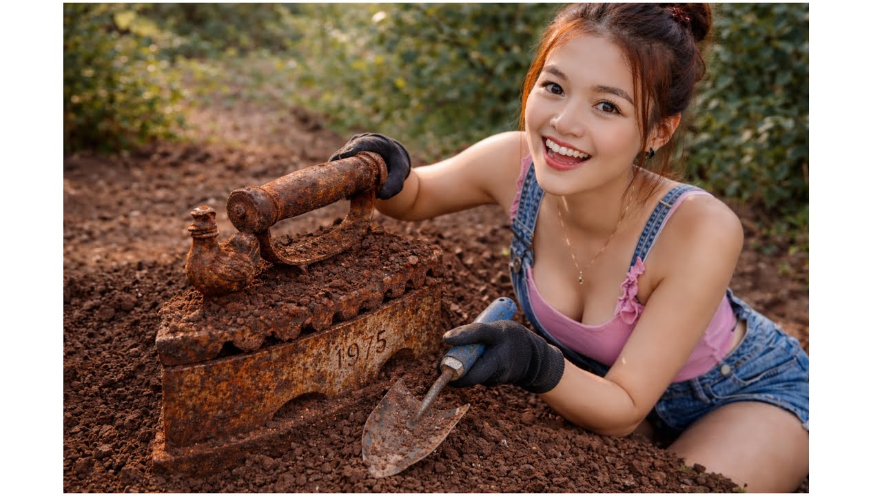 Beautiful Girl Restores a Rusty Antique Iron Found Buried Underground for Years